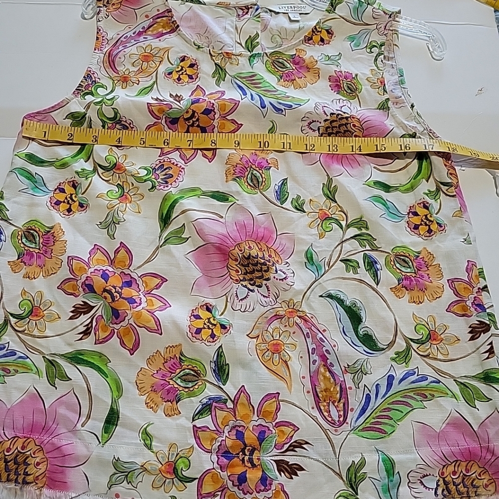 Liverpool Los Angeles Floral Sleeveless Top Size Small Viscose Blend Fabric - Picture 5 of 9